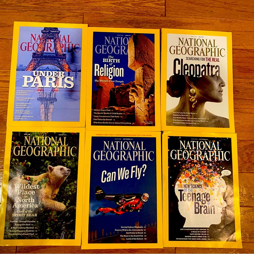 National Geographic Magazine 2011- Lot of 6 issues Feb June July Aug Sep Oct